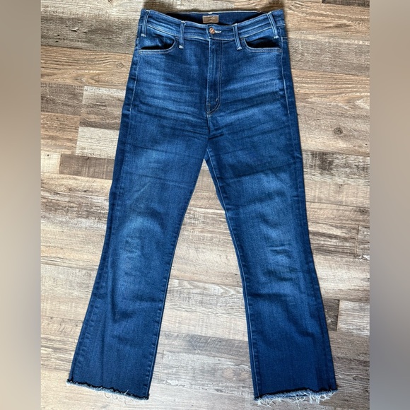MOTHER The Hustler Dark Blue Ankle Fray Jeans - Picture 1 of 6